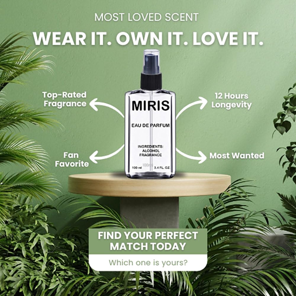 MIRIS No. 24045 base notes amber and musk provide warm, lasting depth.
