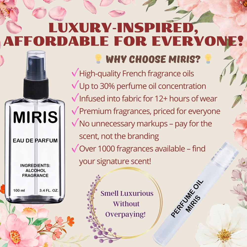MIRIS No. 24045 compact travel-size bottle in recyclable packaging for on the go.