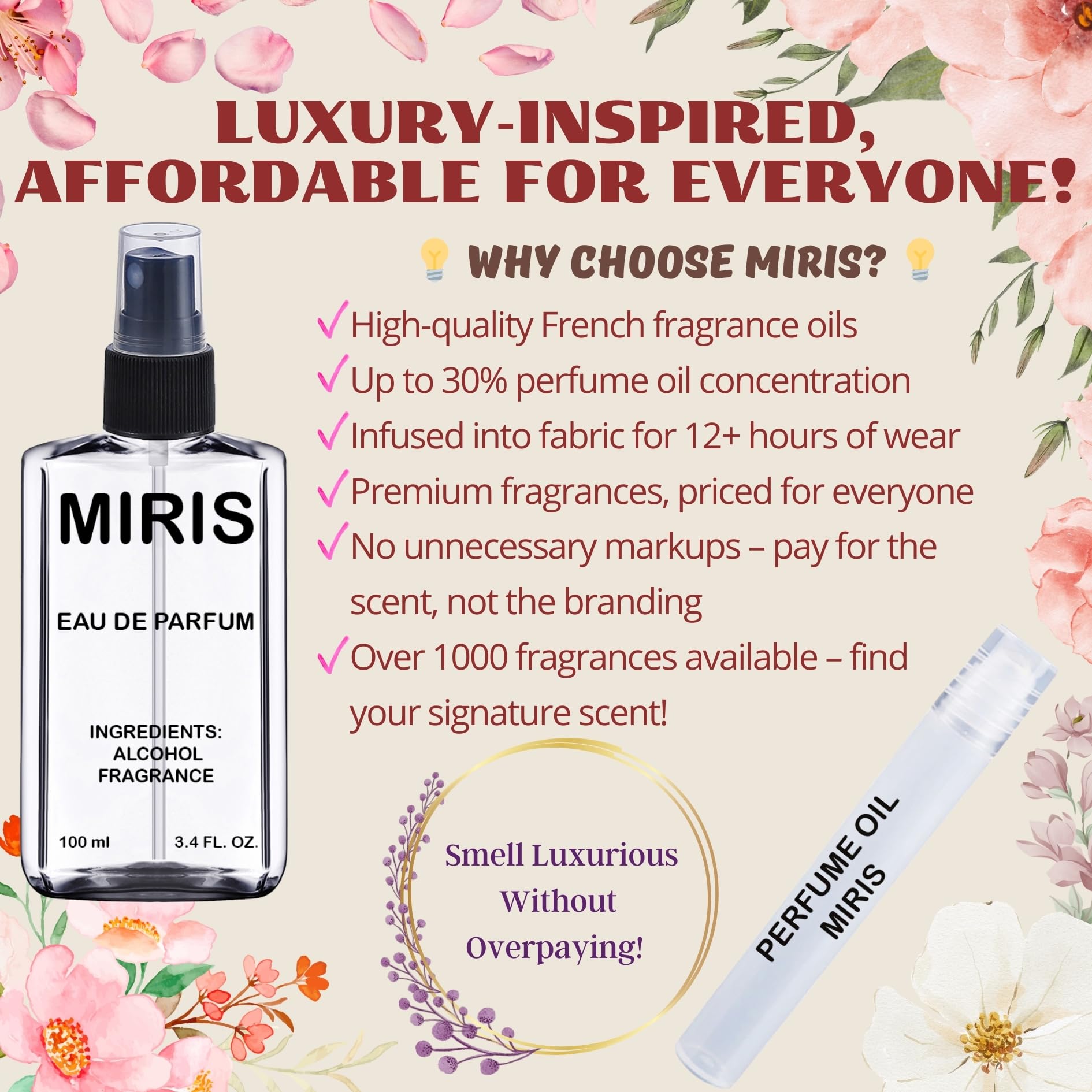 MIRIS No. 39702 spray-action captures the fragrance mist for everyday wear.