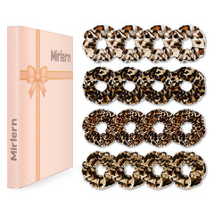 Mirlern leopard velvet scrunchies pack in box, great for gifting and everyday styling.