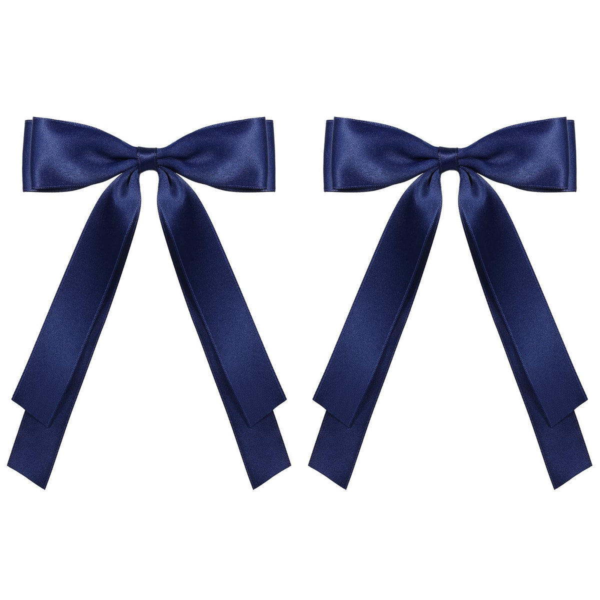 Miroksh 5.5in navy blue bow clip showcases bold satin elegance for everyday wear.