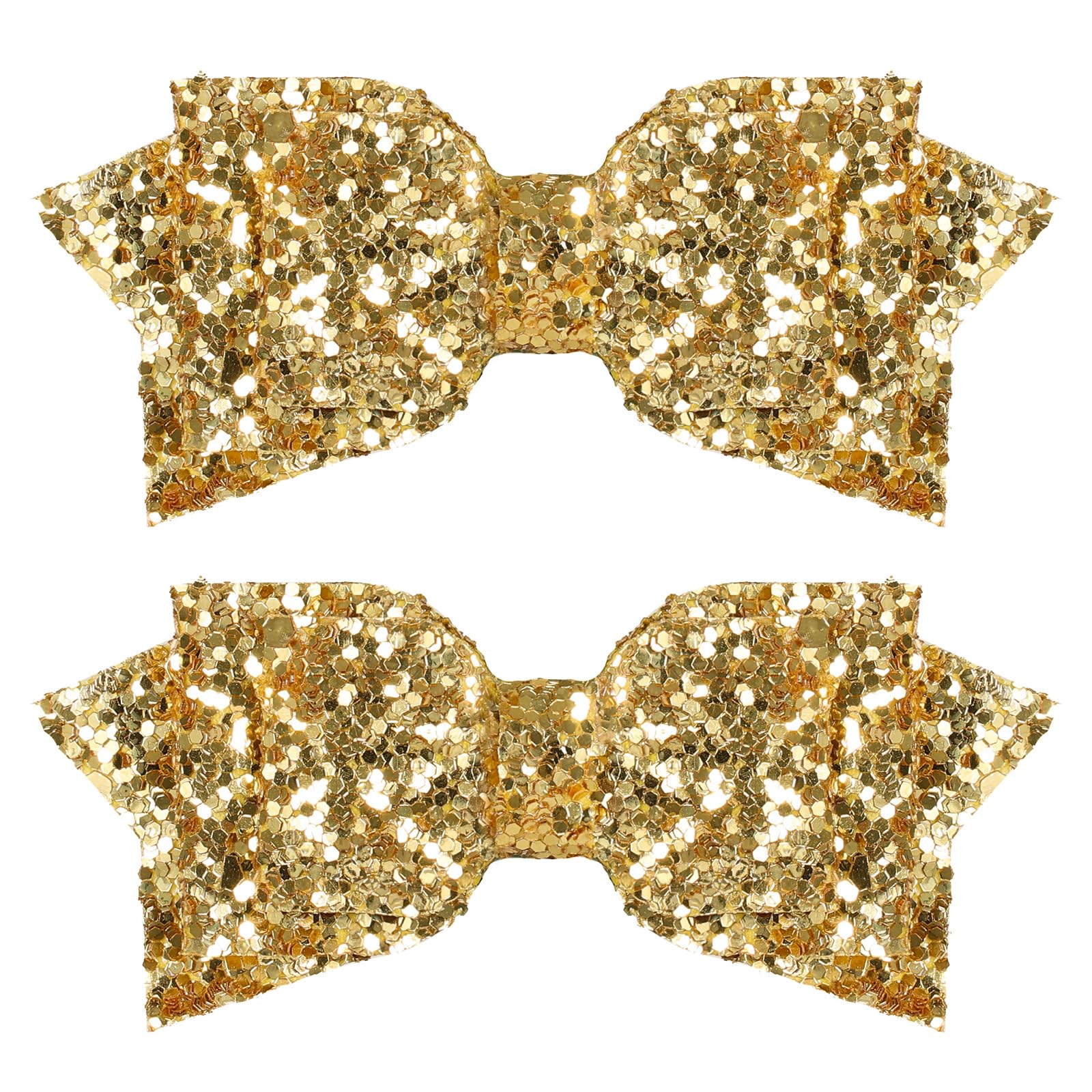 Miroksh glitter Christmas gold bow clip adds festive shine to holiday hairstyles.