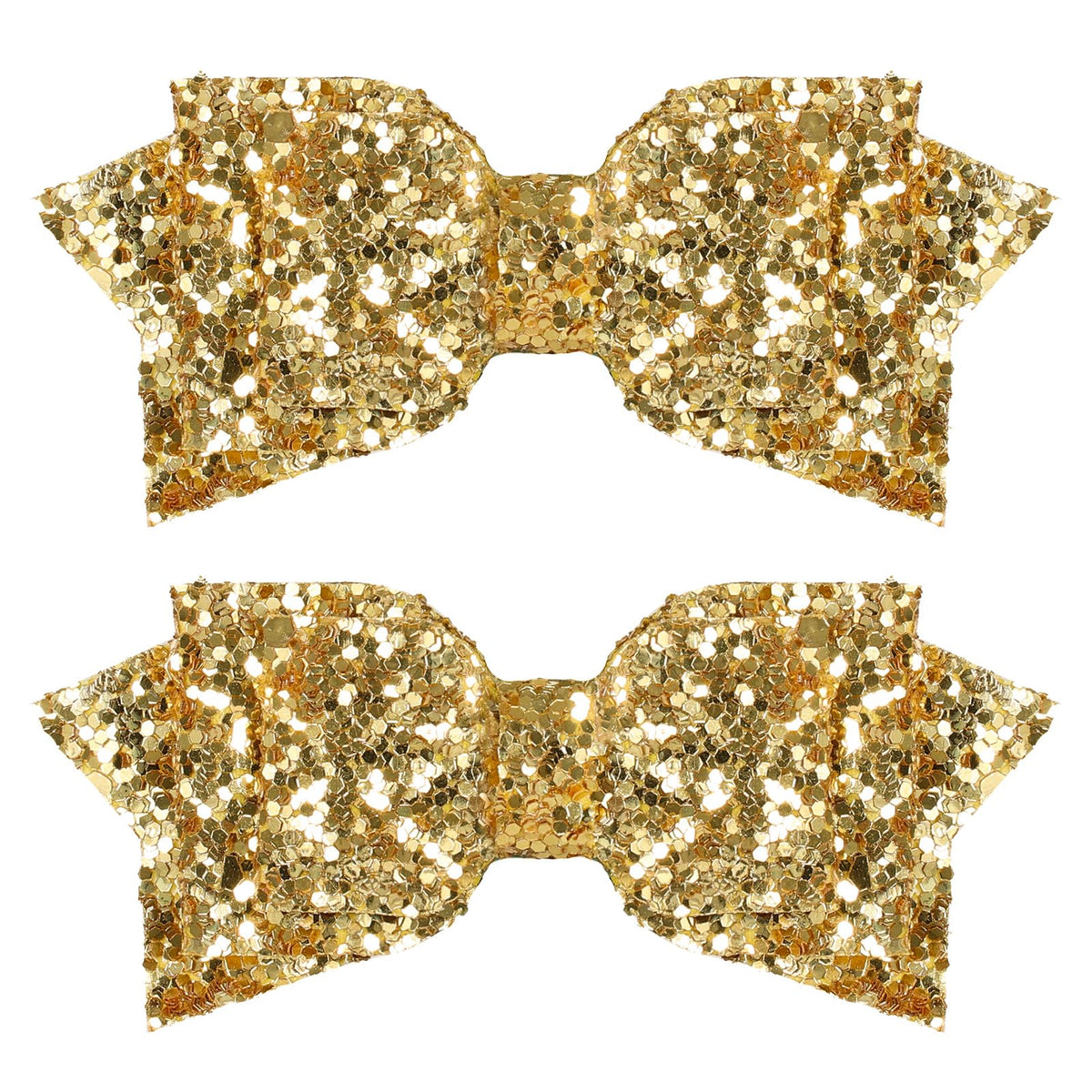 Miroksh glitter Christmas gold bow clip adds festive shine to holiday hairstyles.