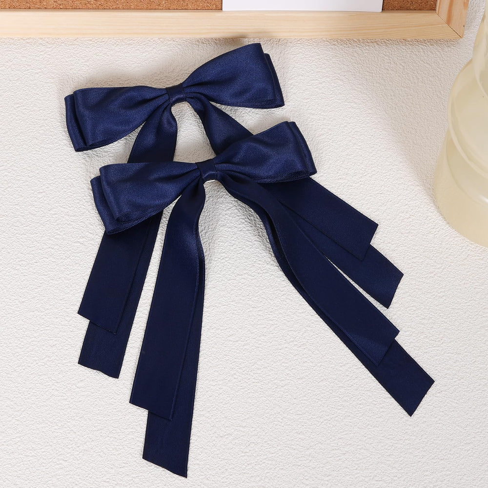 Miroksh long-tail bow clip close-up highlights graceful tassels perfect for formal styles.