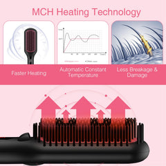 MiroPure 2-in-1 ionic brush in action delivering smooth, shiny hair with reduced frizz.
