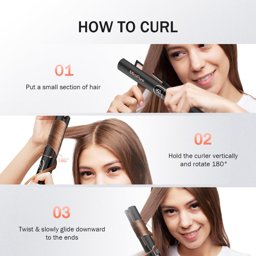 MiroPure flat iron dual voltage 100-240V for worldwide travel.