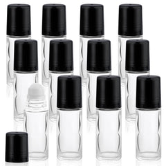 Mirrline 12-pack roll-on bottles in clear glass for portable essential oil storage