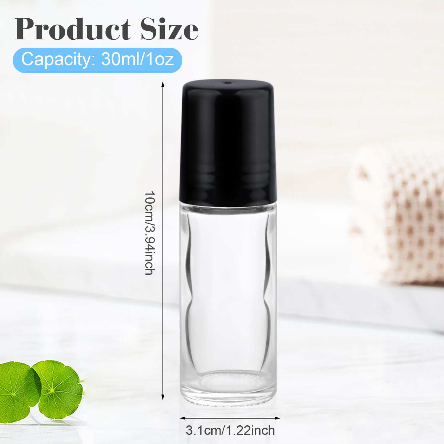 Mirrline roll-on bottles with black lids for secure, mess-free transport