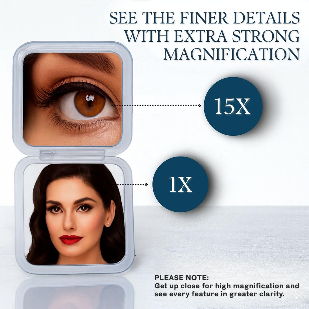 MIRRORVANA 15x magnification bottom for precise grooming tasks.