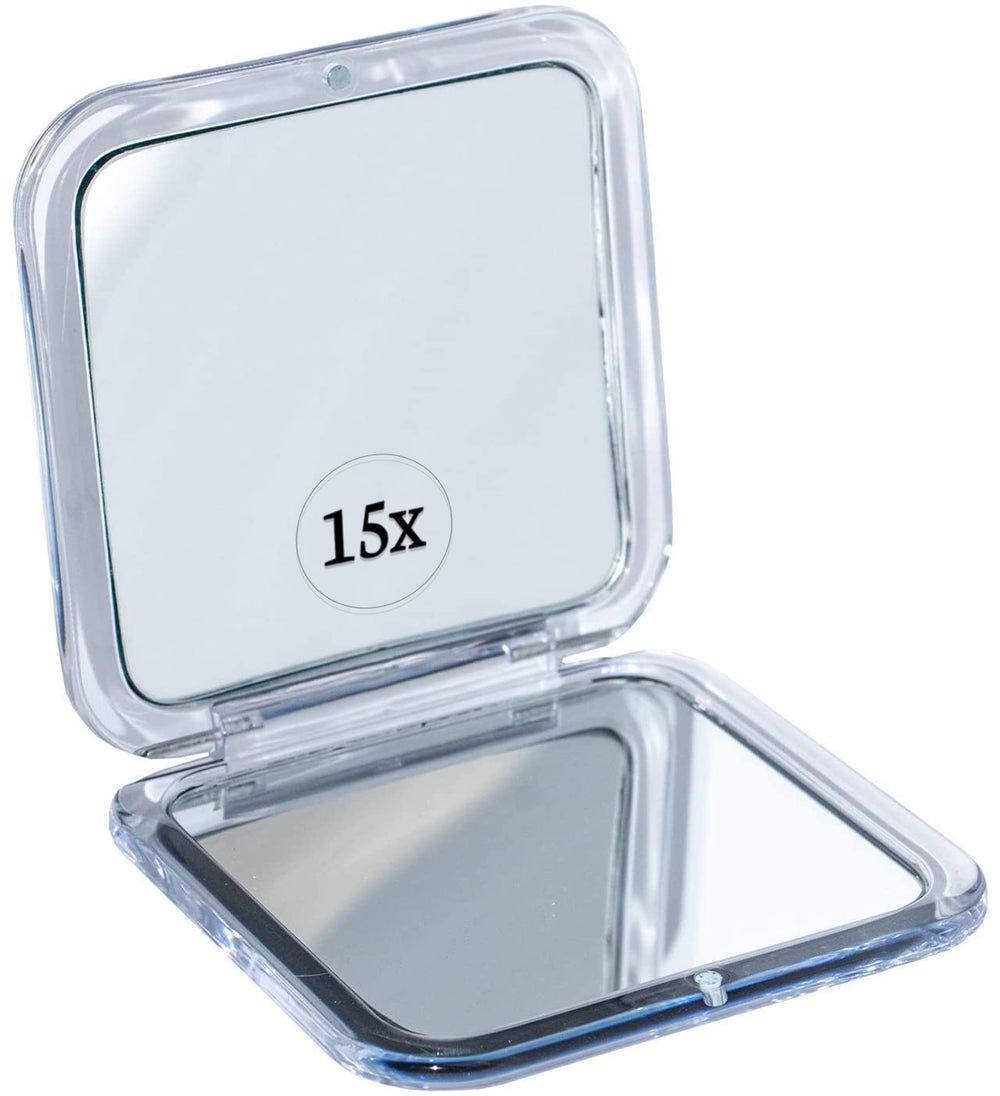 MIRRORVANA small compact 15x magnifying mirror travel closeup for precision grooming.