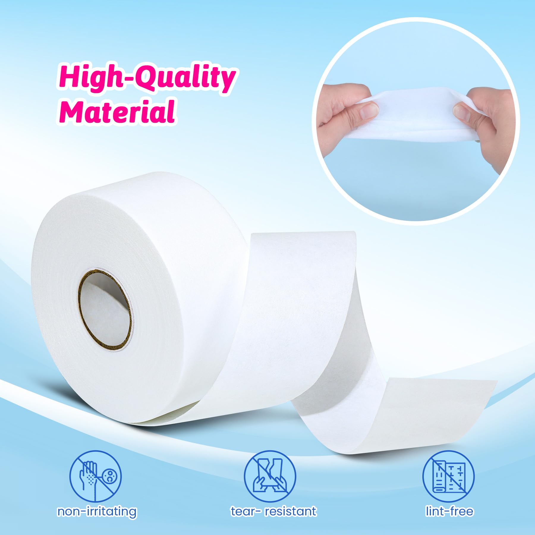 MIRUCOO non-woven wax strip roll facial closeup for gentle facial waxing.