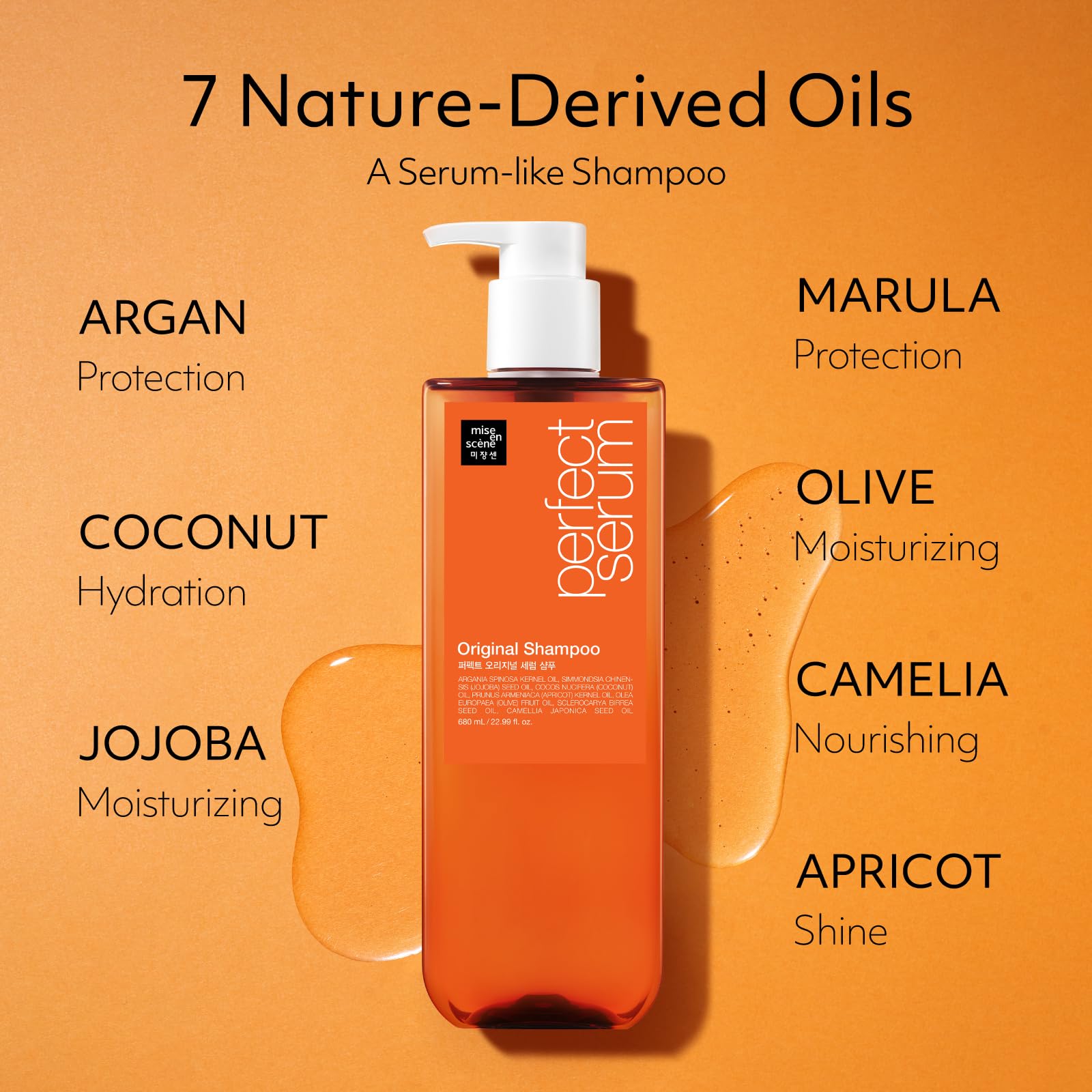 Mise En Scene damage-care hair closeup showcases glossy finish after wash.