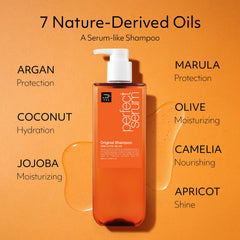 Mise En Scene damage-care hair closeup showcases glossy finish after wash.