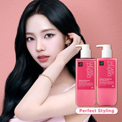 Mise En Scene Hair Perfume Shampoo close-up of Argan oil-rich formula promoting nourishing shine
