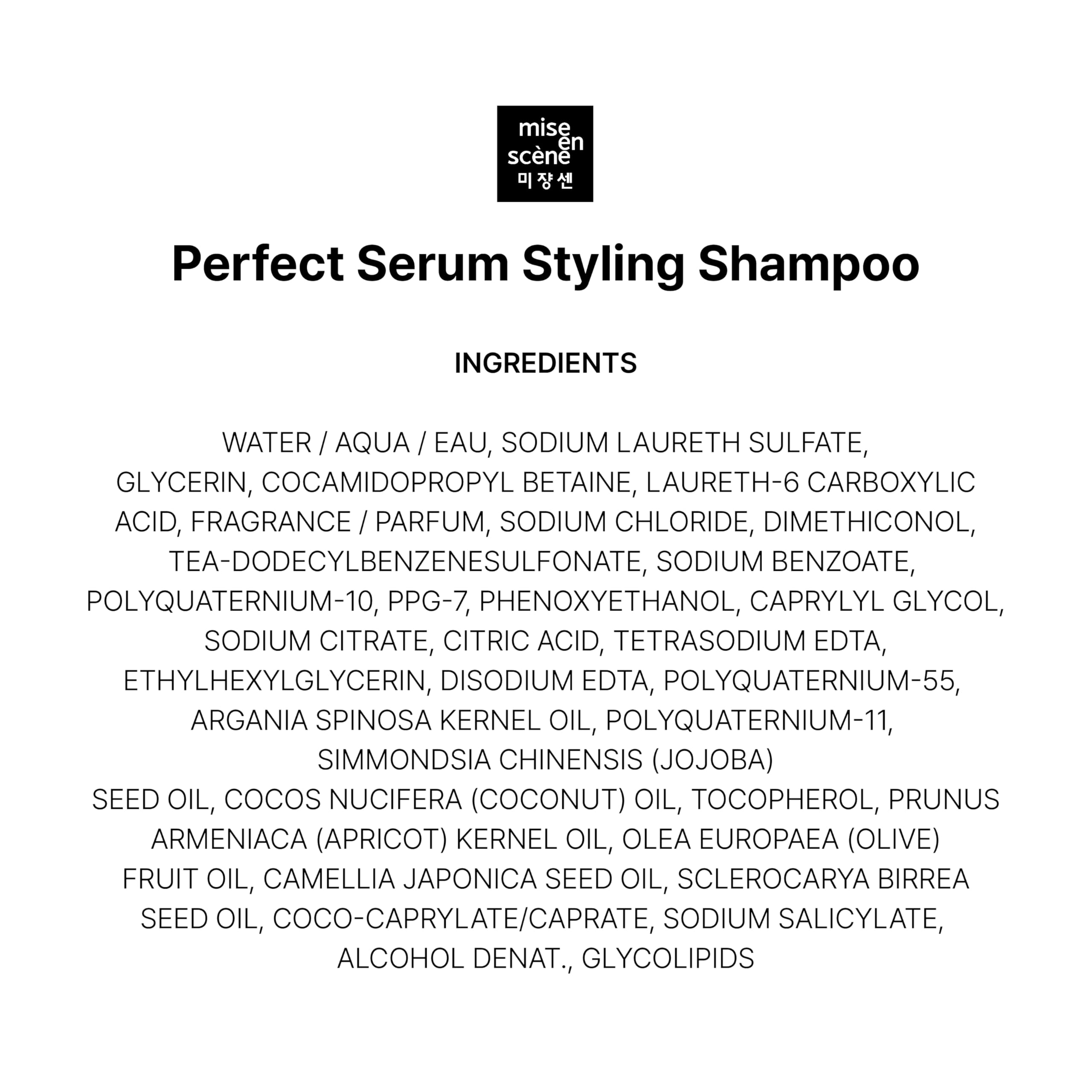 Mise En Scene Hair Perfume Shampoo seven-oil blend graphic with Argan and other nourishing oils