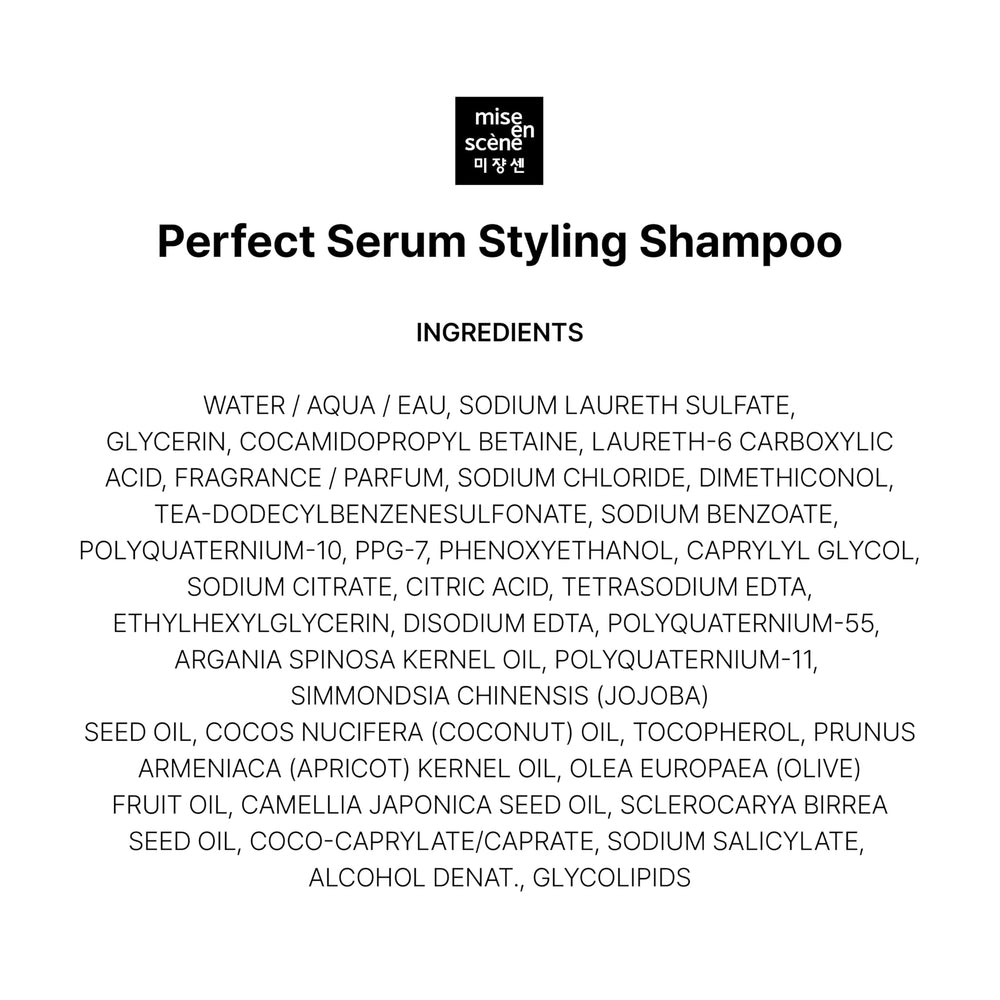 Mise En Scene Hair Perfume Shampoo seven-oil blend graphic with Argan and other nourishing oils