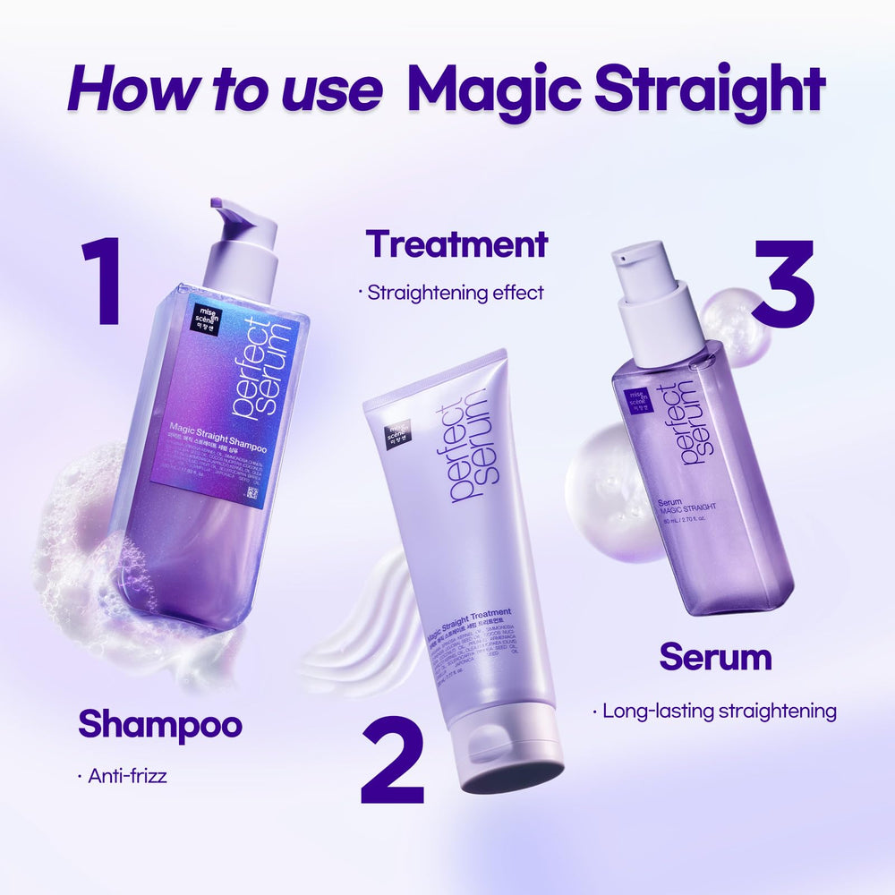 Mise En Scene Perfect Serum Magic Straight dropper enables precise daily usage.