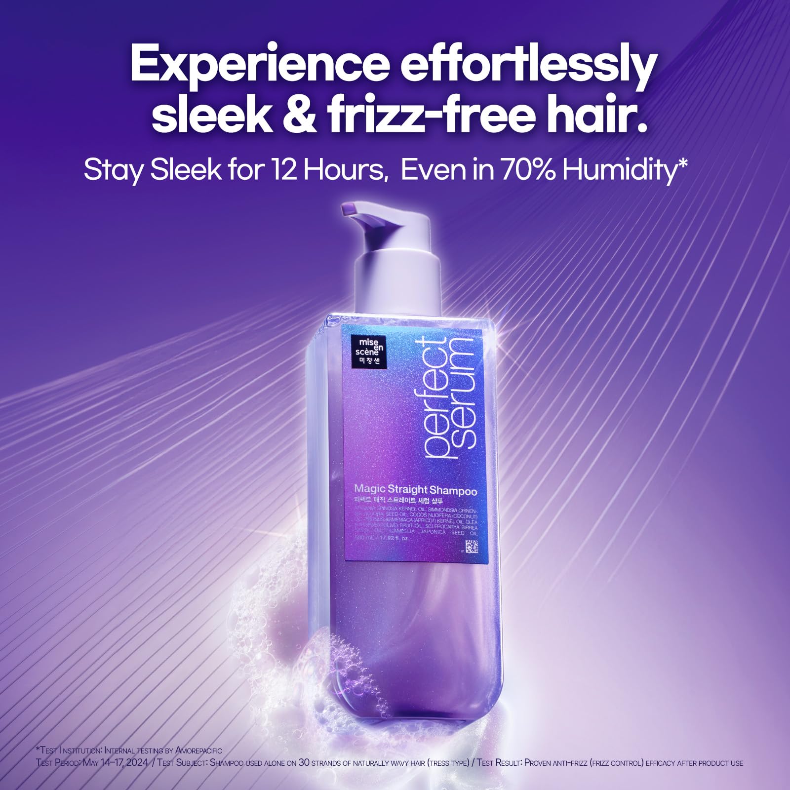 Mise En Scene Perfect Serum Magic Straight Shampoo gel-to-foam lather deeply cleanses and nourishes