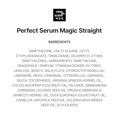 Mise En Scene Perfect Serum Magic Straight sleek-finish delivers lasting shine and smooth texture.