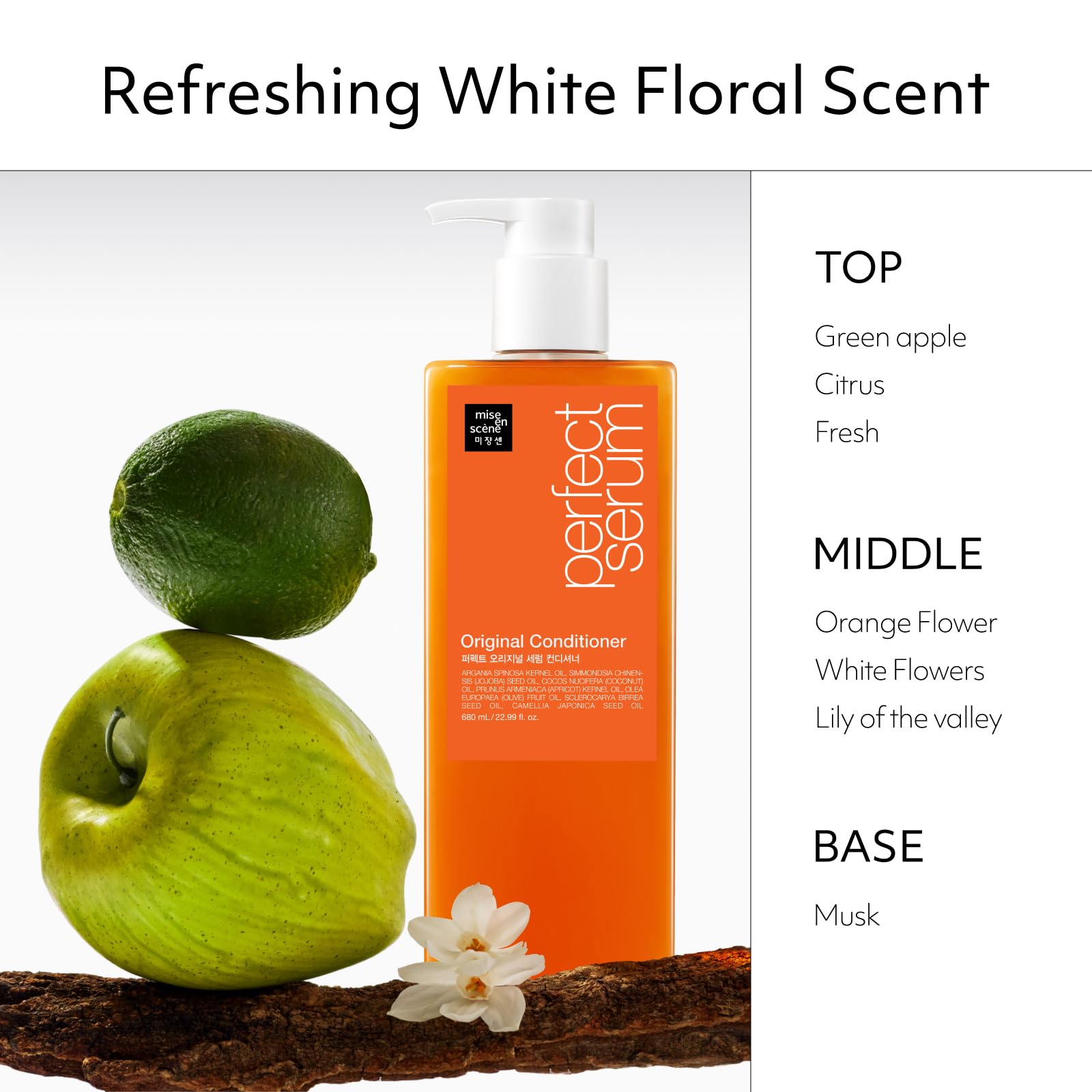 Mise En Scene Perfect Serum Original Conditioner after-shampoo routine adds soft texture for styling.