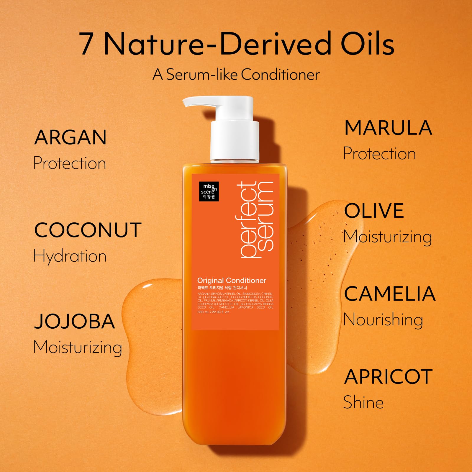 Mise En Scene Perfect Serum Original Conditioner smooth glossy hair look after use.
