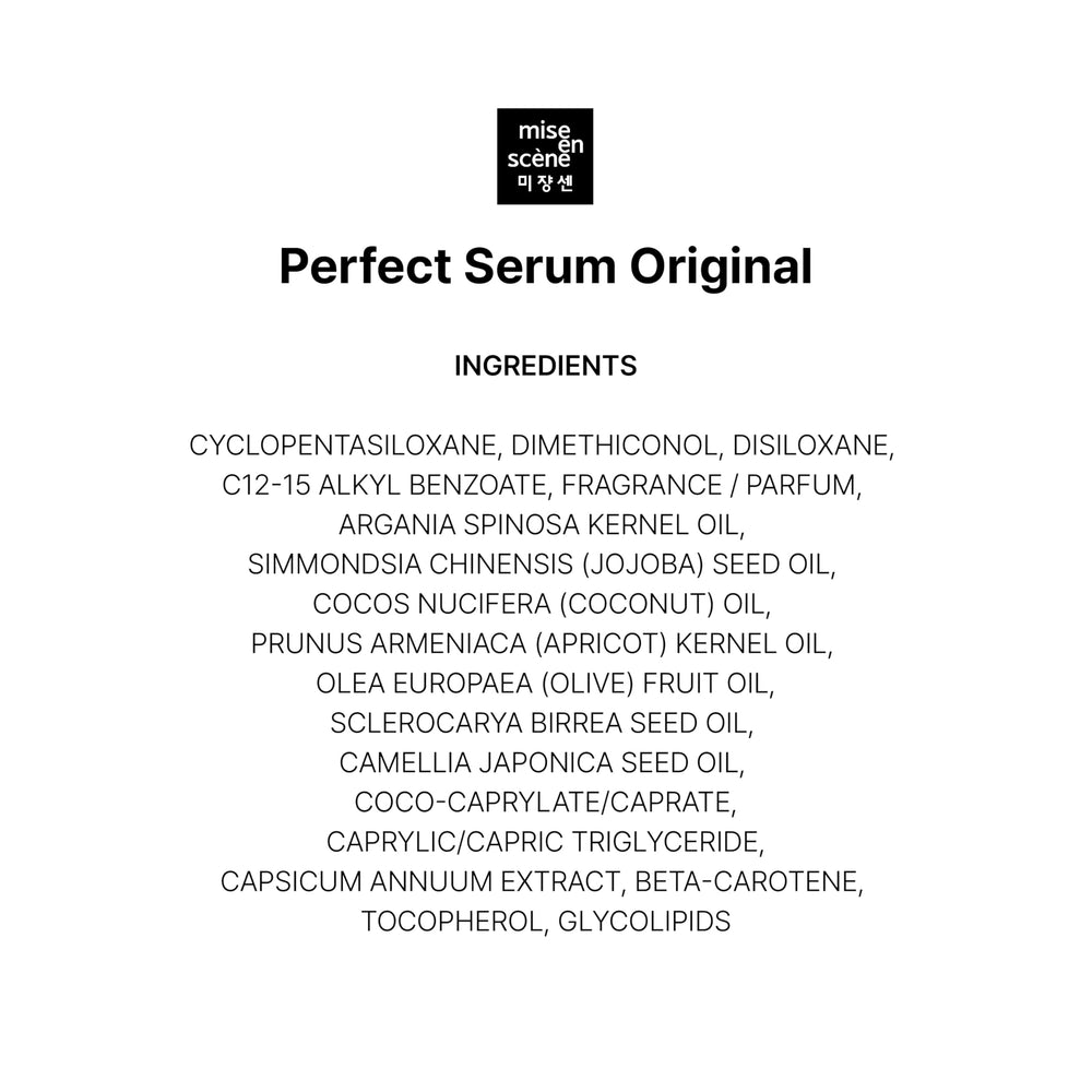 Mise En Scene Perfect Serum Original routine-pairing with shampoo conditioner.