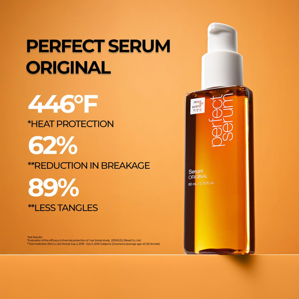 Mise En Scene Perfect Serum Original adds shine with fruity floral scent.