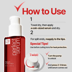 Mise En Scene Perfect Serum on vanity for salon-like shine
