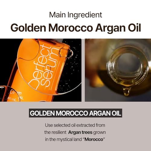 Mise En Scene Perfect Serum Watery dry hair closeup shows smooth, weightless hydration.