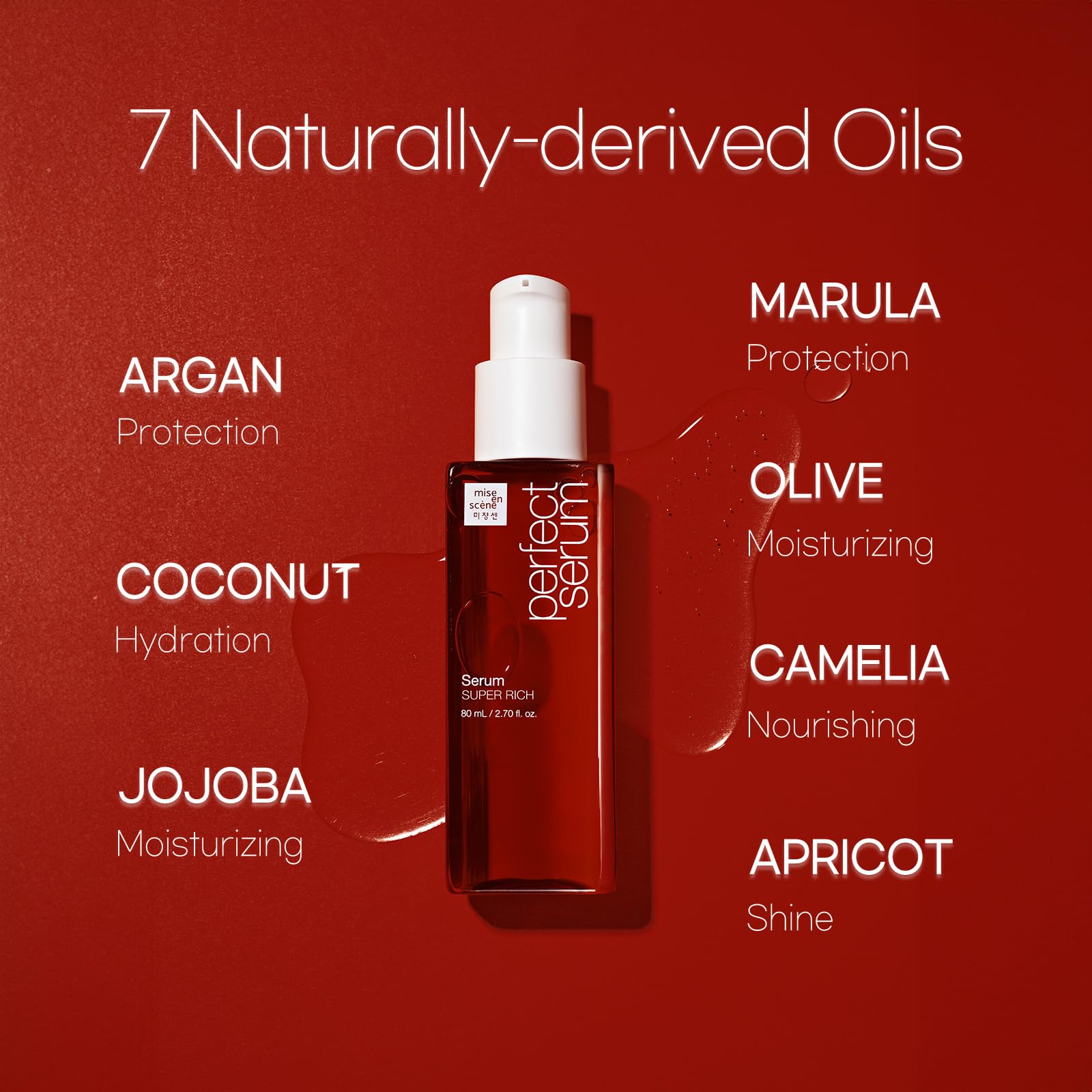 Mise En Scene serum texture on hand illustrating lightweight blend