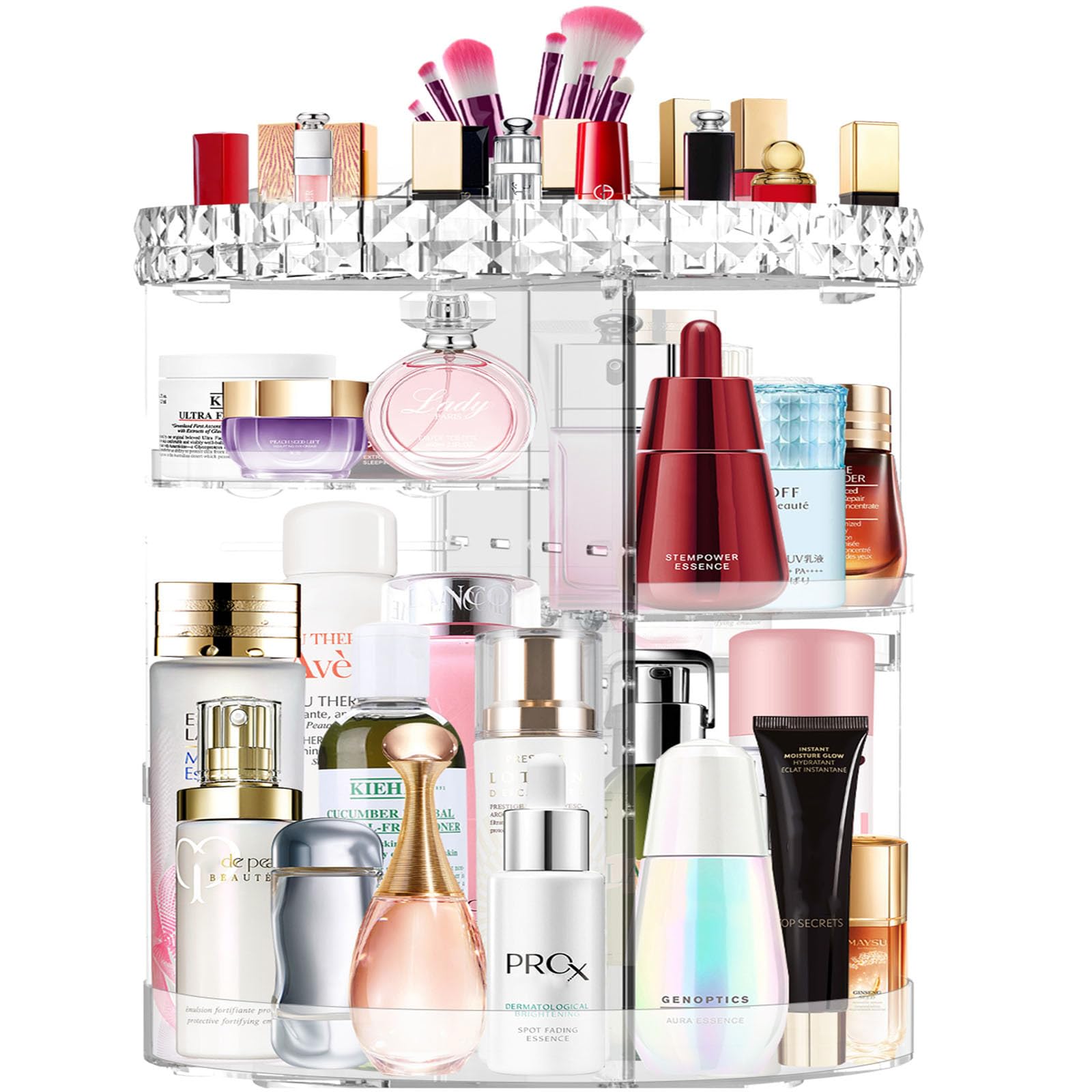 MISERWE 360-rotation makeup organizer base for easy access and tidy cosmetics.