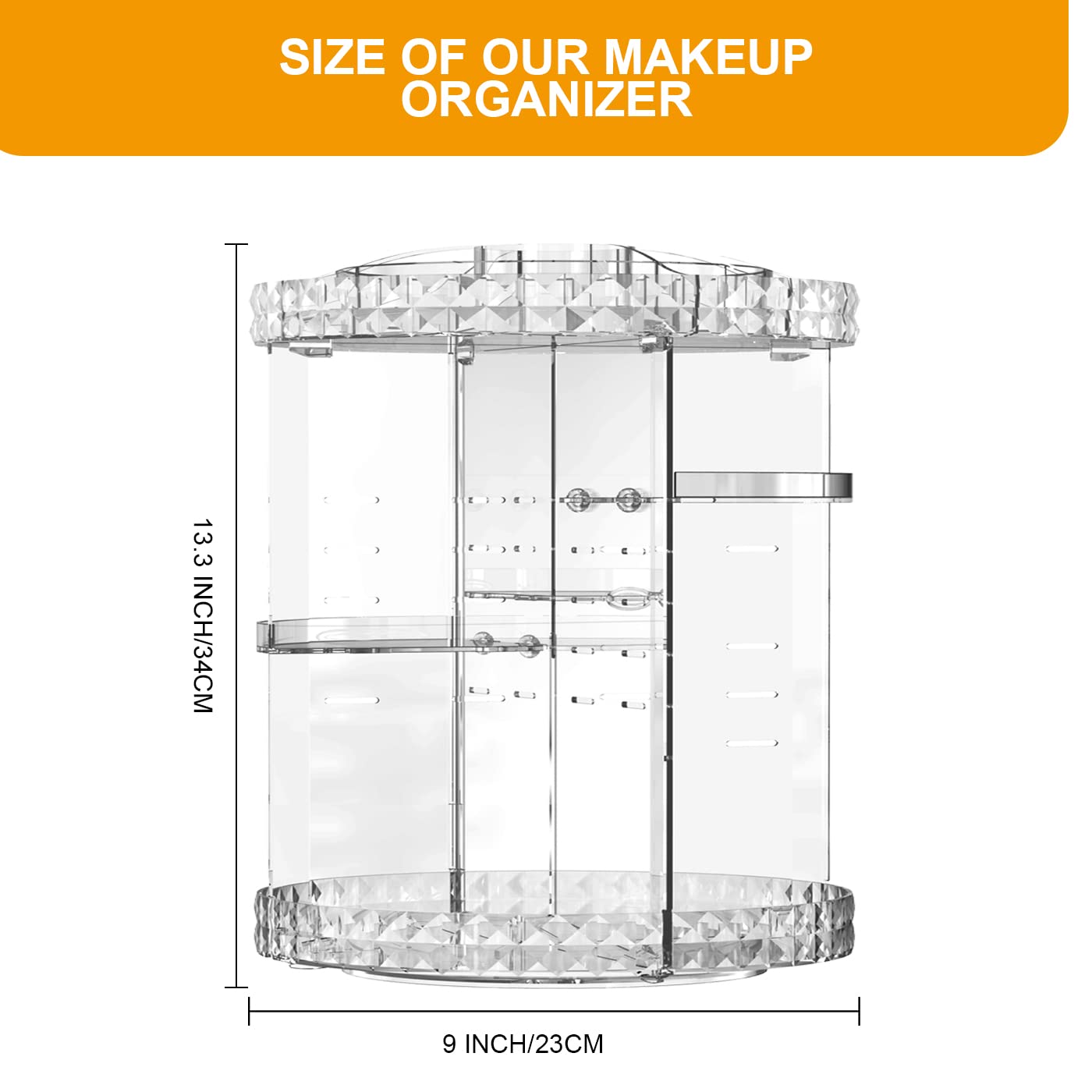 MISERWE makeup organizer with 7 adjustable trays offering customizable height for diverse products