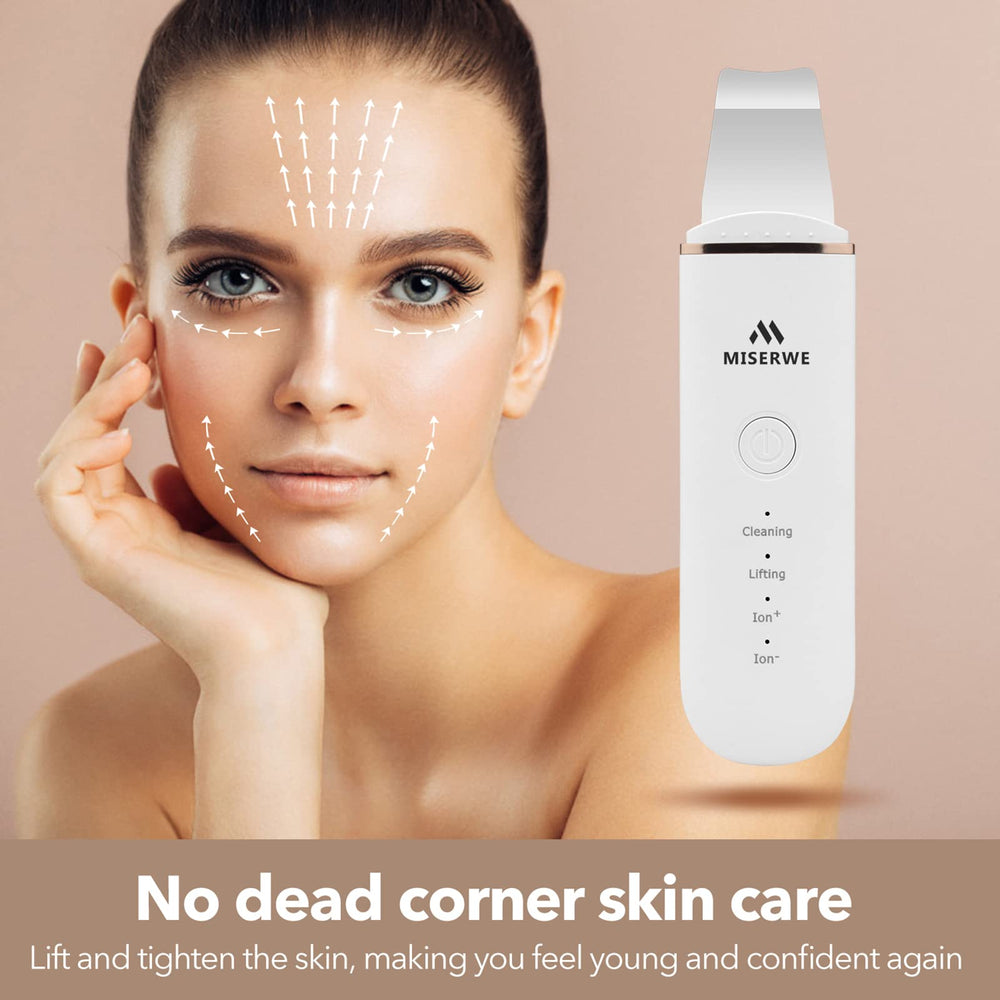 MISERWE Skin Scrubber auto-off feature shown for a 5-minute session