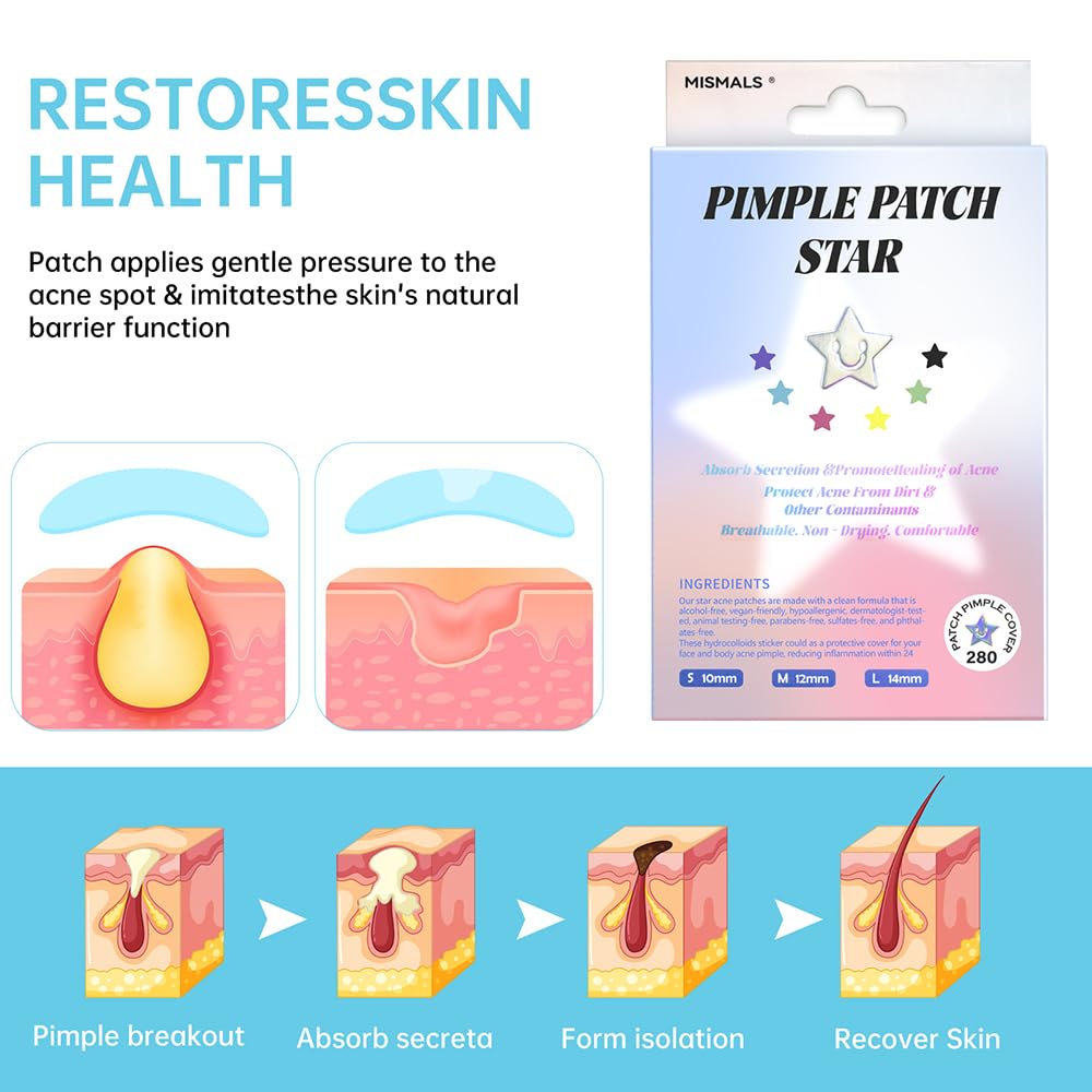 MISMALS Star Pimple Patches Individual Packaging — hygienic, portable patches you can carry.