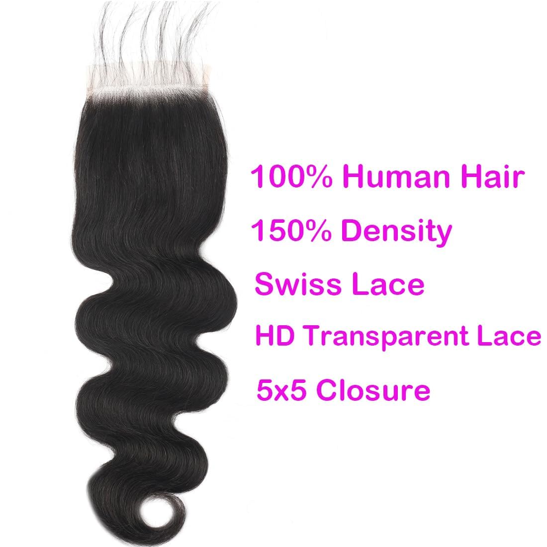 Misoun 5x5 closure bleached knots closeup for scalp-like look