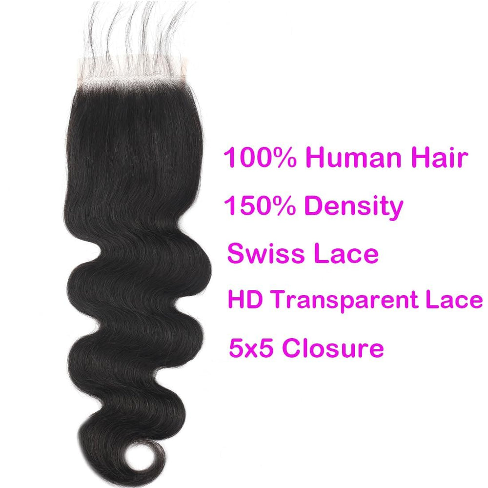 Misoun 5x5 closure bleached knots closeup for scalp-like look
