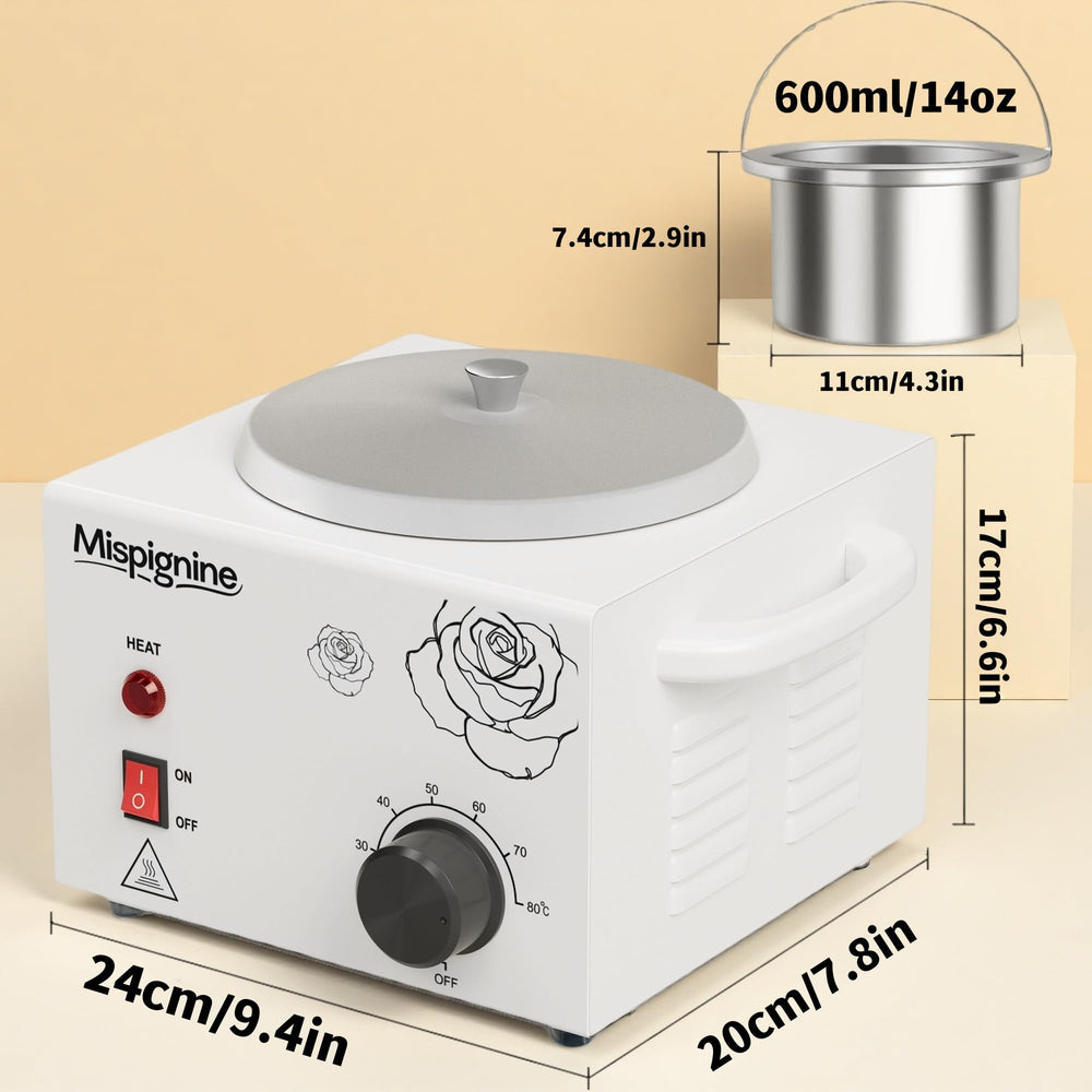 Mispignine 600 ml wax pot in action for various wax types