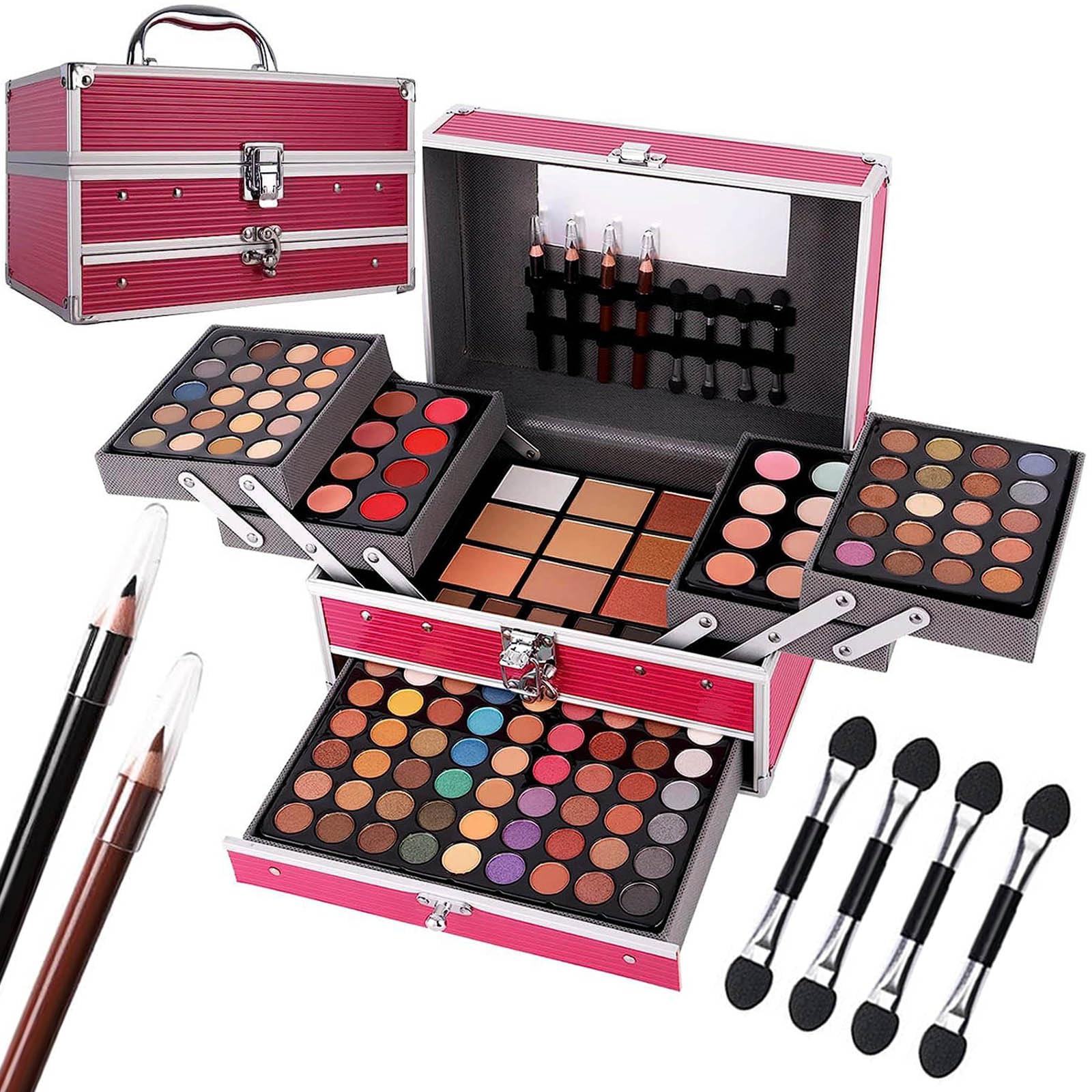 Miss Rose All In One makeup kit professional case opened for quick setup.