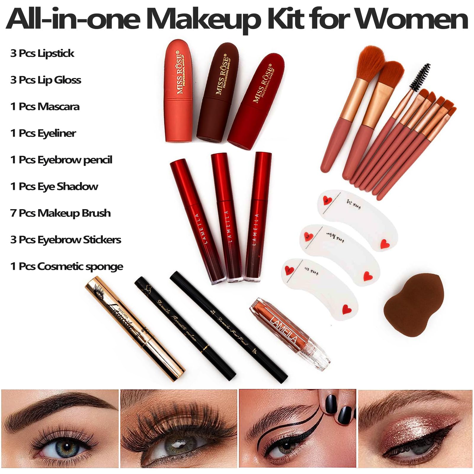 Miss Rose M 148 Colors makeup pallet compact case making it ideal for on the go applications