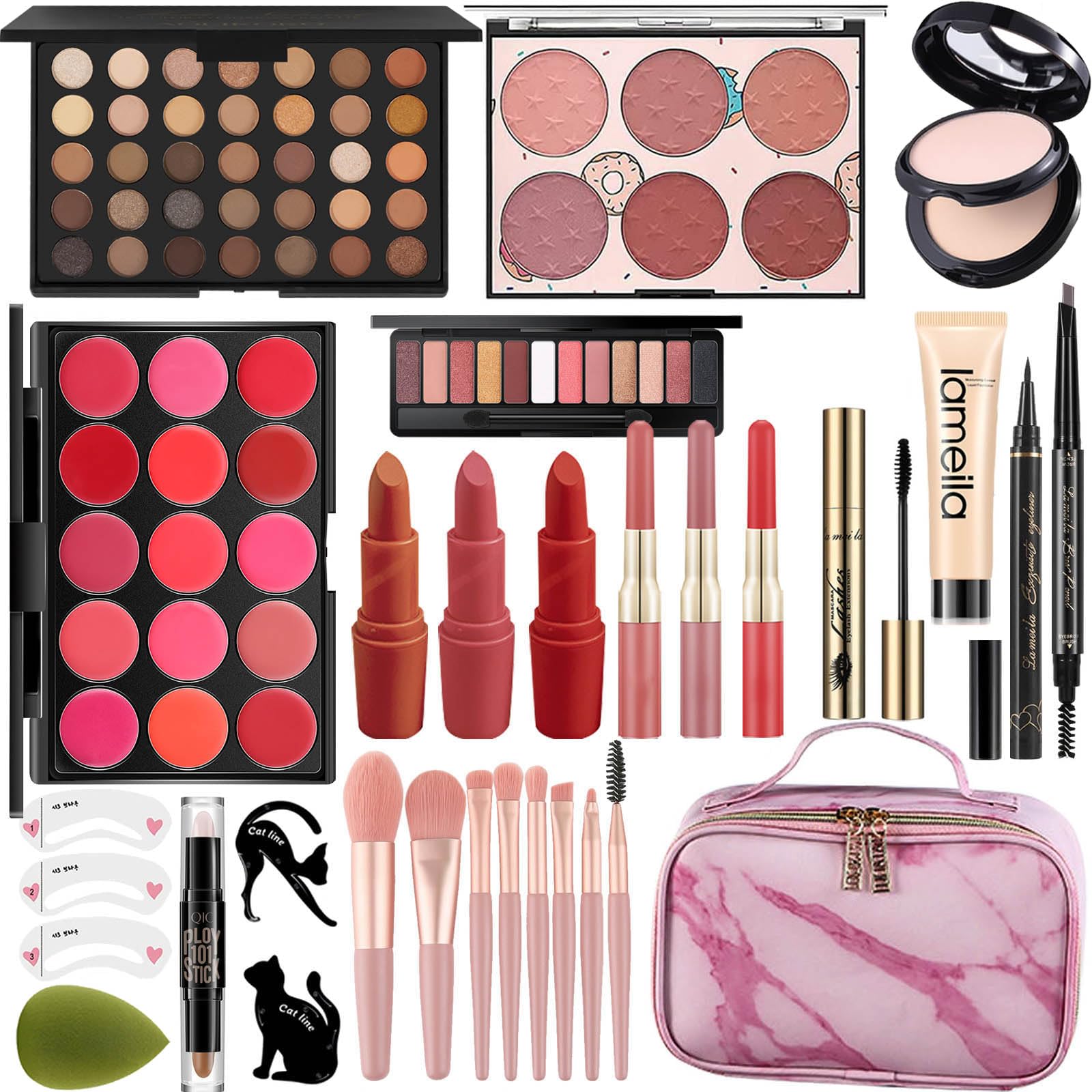 Miss Rose M All In One Makeup Kit packaging shows gift-ready presentation with versatile shades.