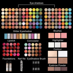 Miss Rose M187 makeup kit features mascara, lip color, and brow pencils for complete looks