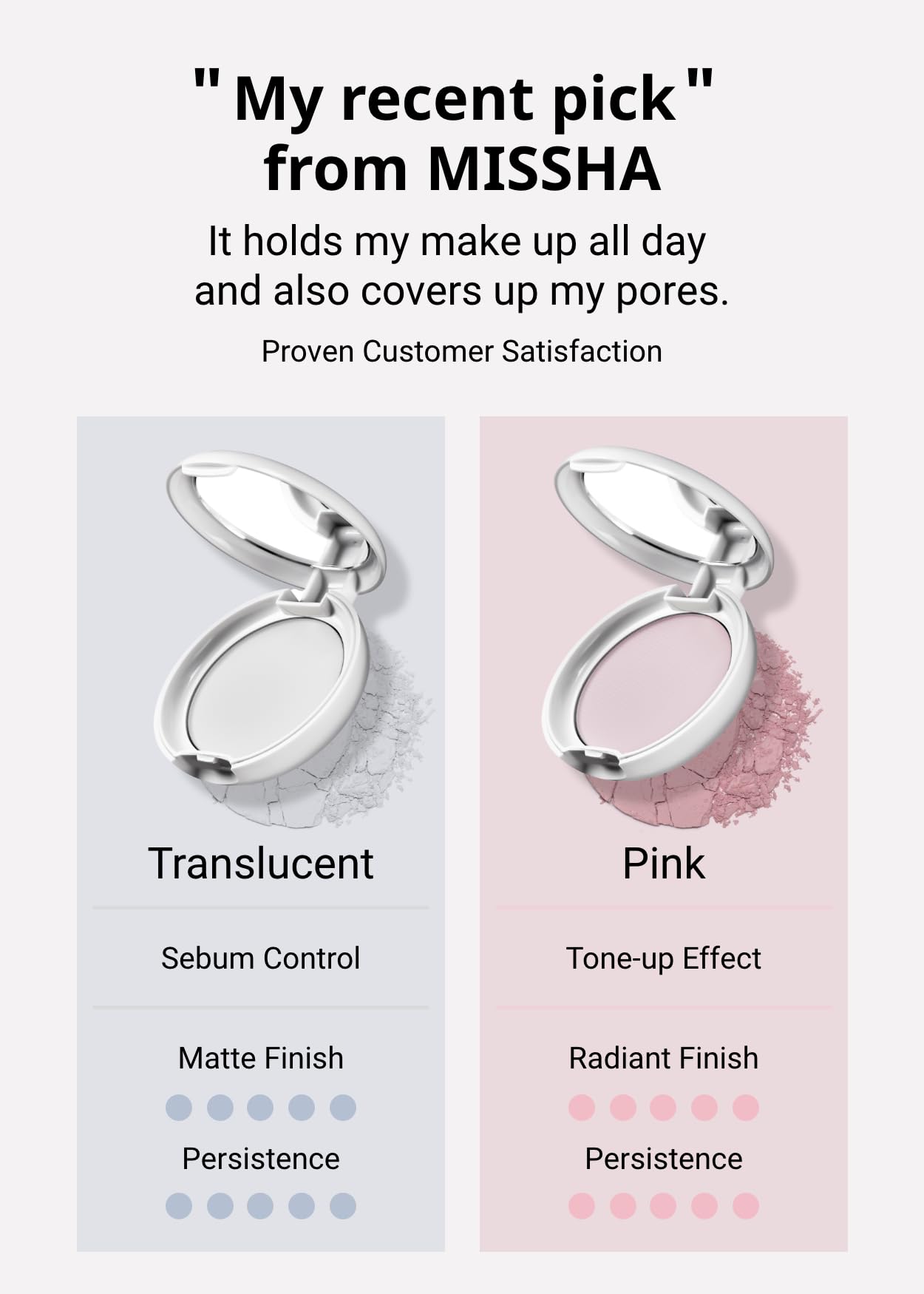 MISSHA Airy Pot pressed powder for touch-up application during the day.