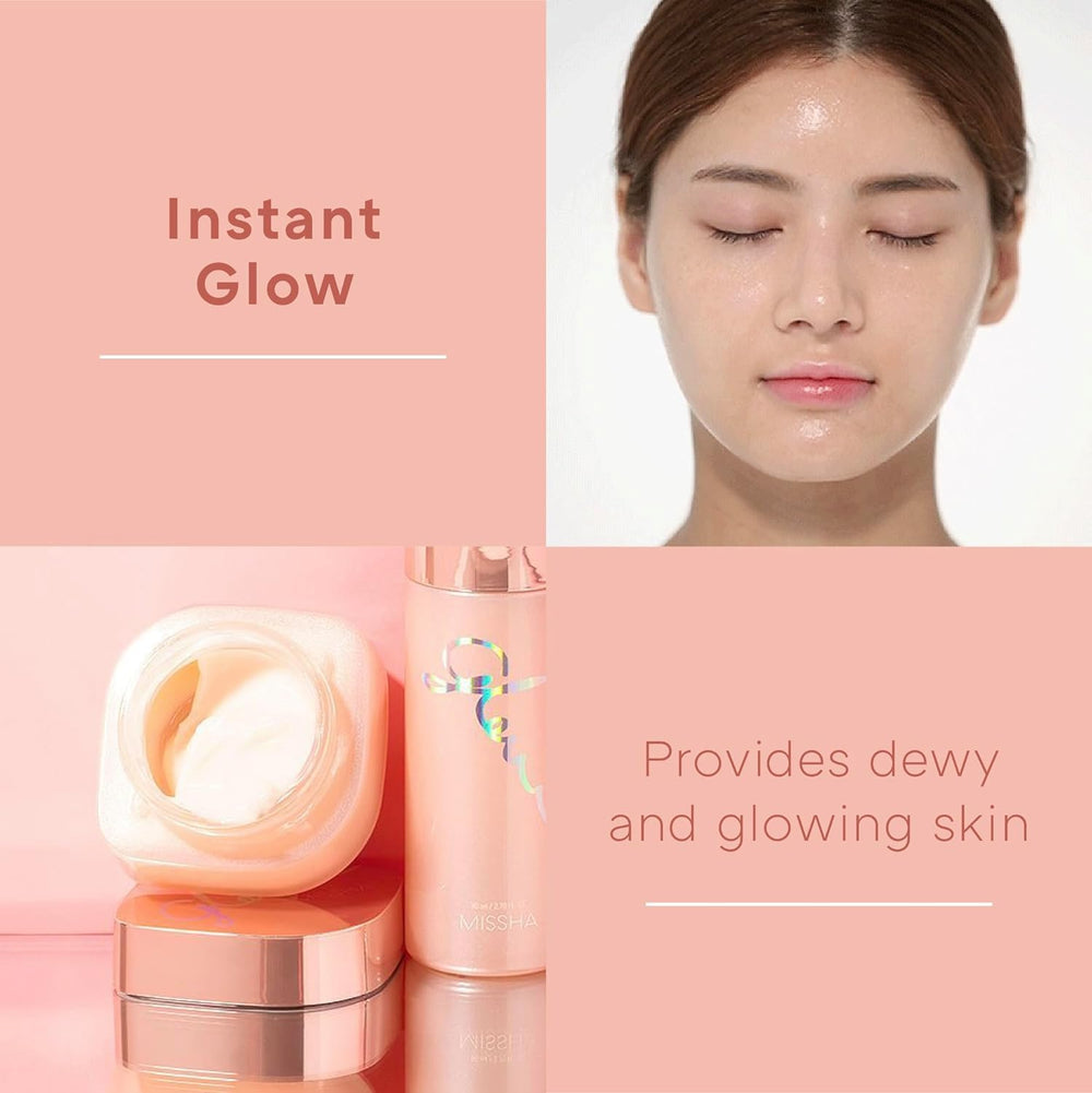 MISSHA Glow Skin Balm on the face delivering long-lasting dewy radiance.