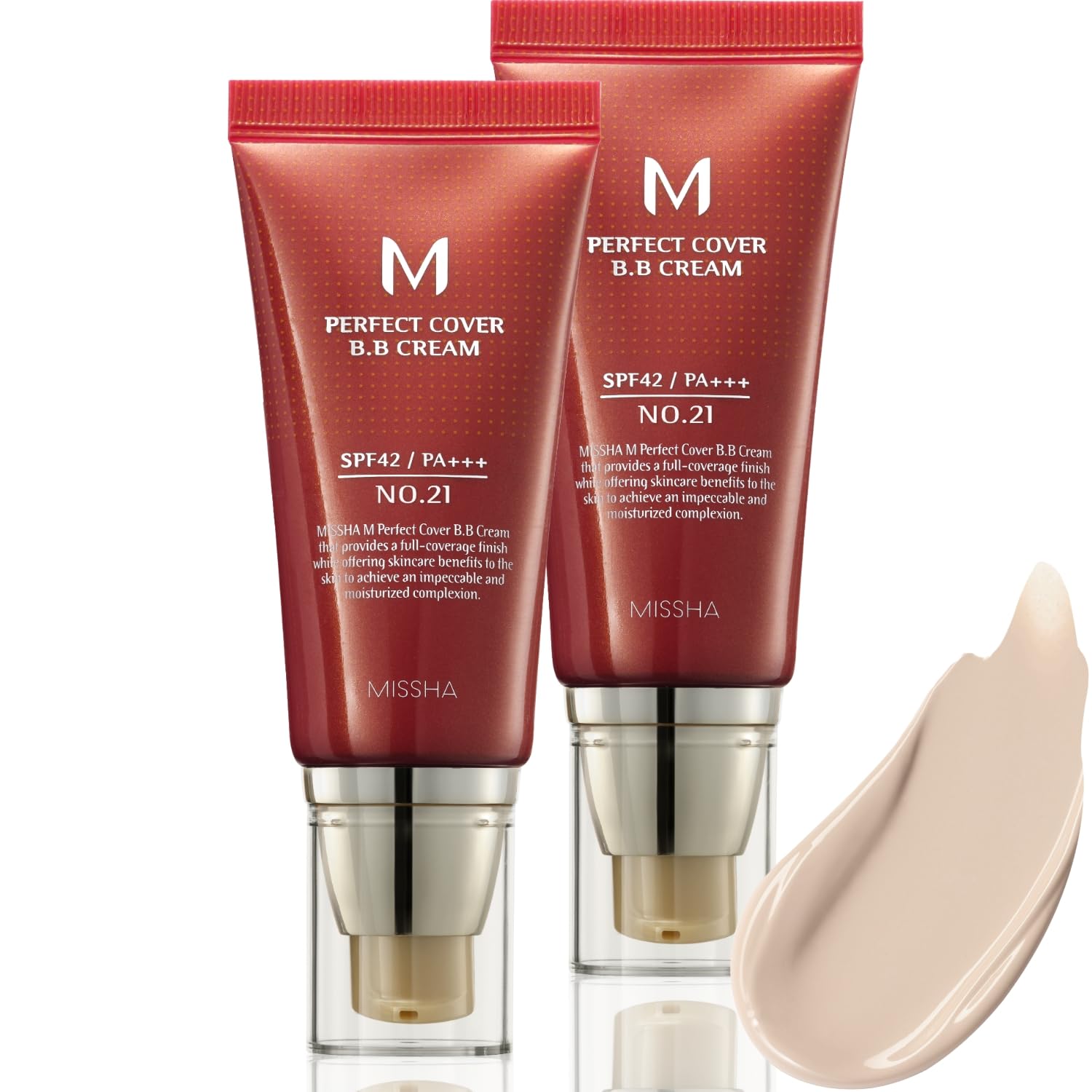 MISSHA M Perfect Cover BB Cream dual-pack bottle front with SPF 42 for daily protection
