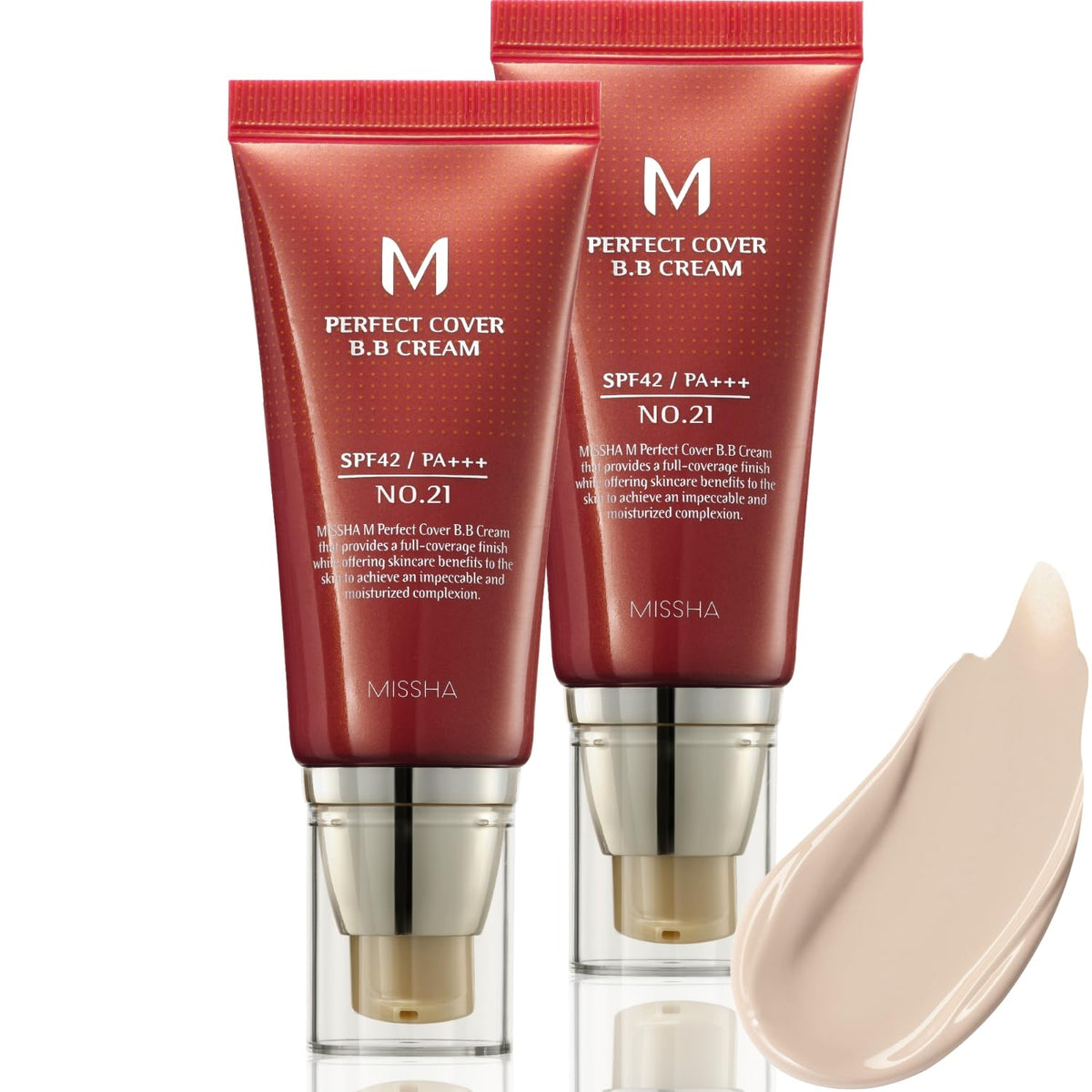 MISSHA M Perfect Cover BB Cream dual-pack bottle front with SPF 42 for daily protection