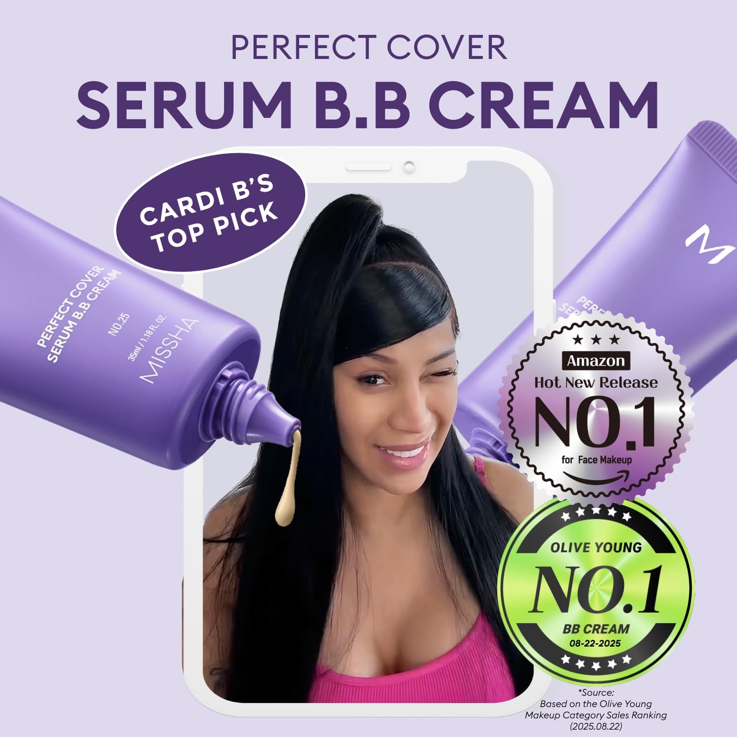 MISSHA M Perfect Cover Serum BB Cream No.21 application swirl showing buildable coverage