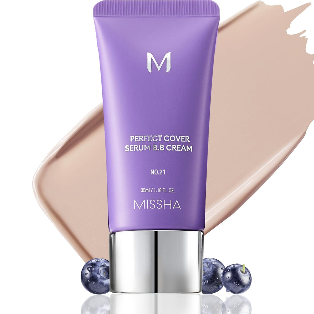 MISSHA M Perfect Cover Serum BB Cream No.21 tube closeup for natural radiant skin glow