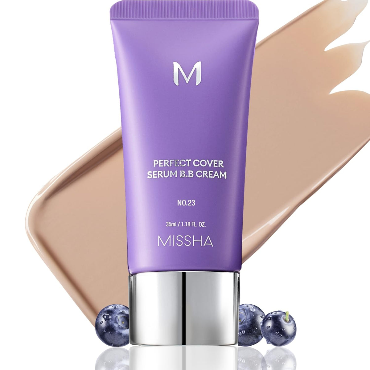 MISSHA M Perfect Cover Serum BB Cream packaging closeup for premium skincare makeup