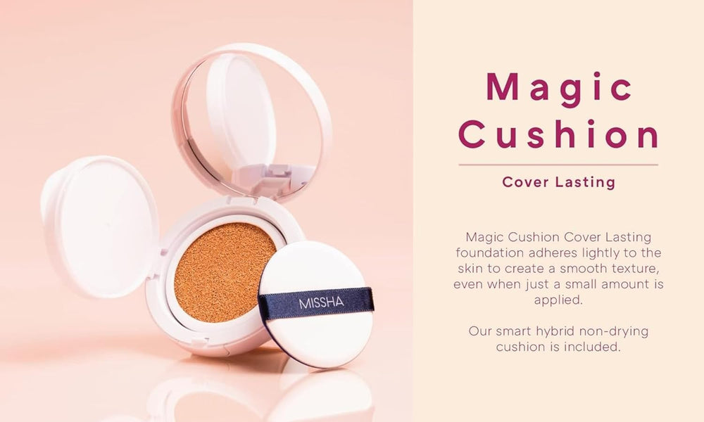 MISSHA Magic Cushion Foundation No.23 sponge closeup highlights easy blending and reduced waste.