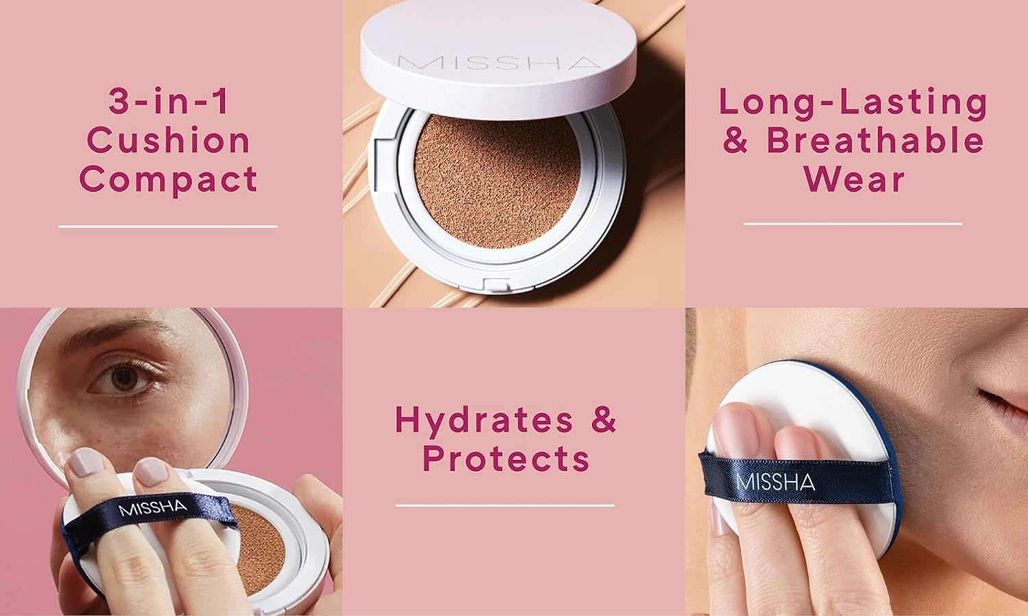 MISSHA Magic Cushion Foundation No.23 swatches in Light Beige show shade accuracy.
